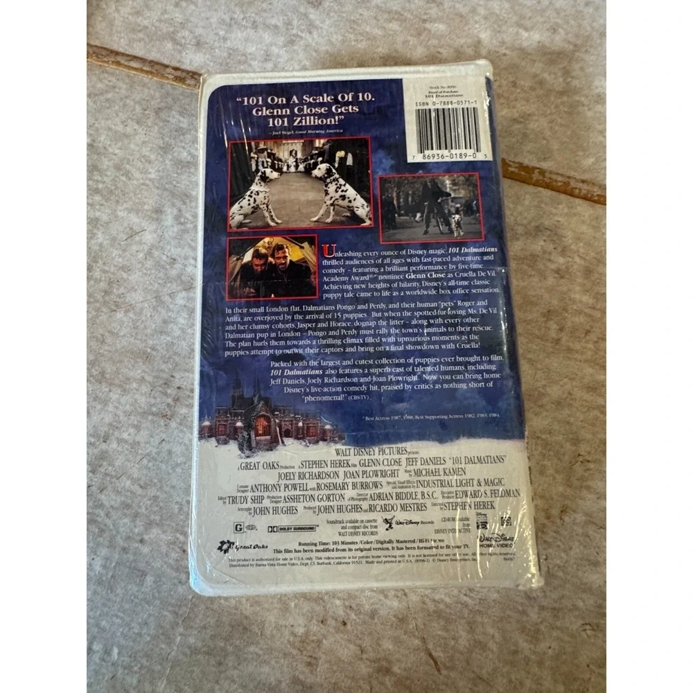 Disney 101 Dalmatians‎ VHS 1997 Glenn Close Cruella Live Action Sealed Vintage